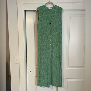 Zara green knit dress size L EUC